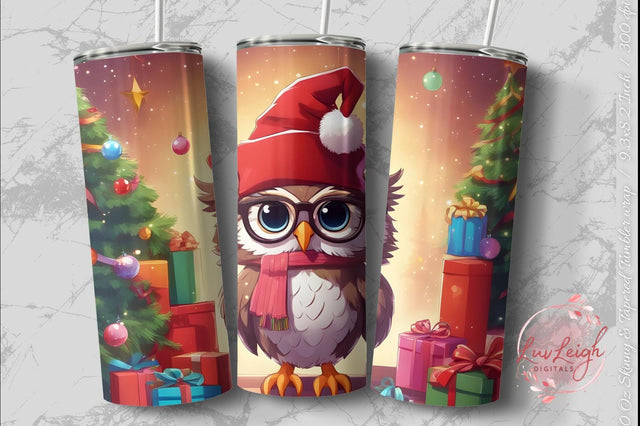 Christmas Owl Tumbler wrap Sublimation Luvleigh Digitals 