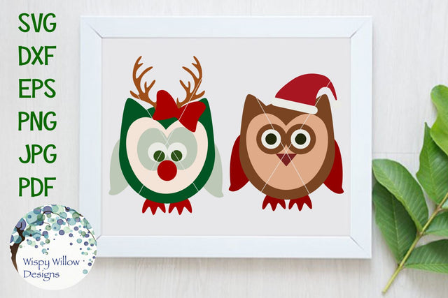 Christmas Owls SVG Wispy Willow Designs 