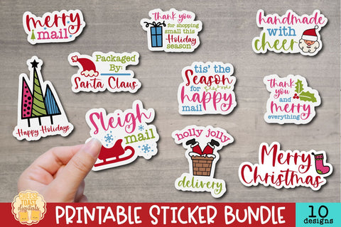 Christmas Packaging Stickers Bundle | 10 Small Business PNGs Sublimation Cheese Toast Digitals 