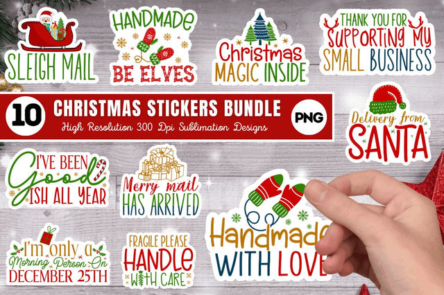 Christmas Packaging Stickers Bundle Sublimation Regulrcrative 