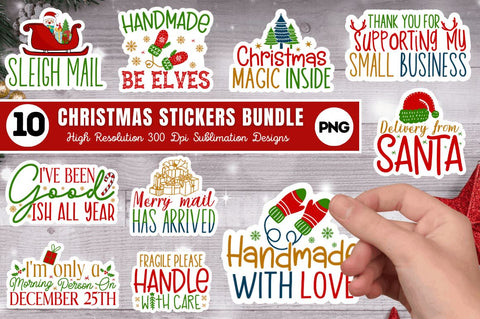 Christmas Packaging Stickers Bundle Sublimation Regulrcrative 