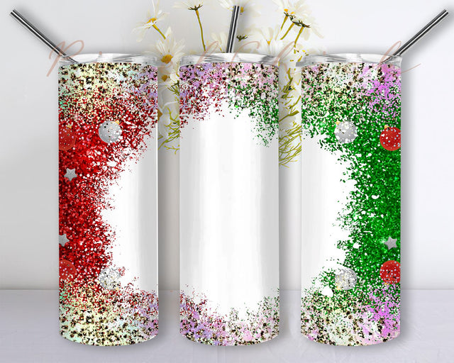 Christmas Paint Holographic Glitter 20oz Skinny Tumbler Sublimation Designs for Straight/Tapered Tumbler Design - PNG Digital Download Sublimation PixelChick 