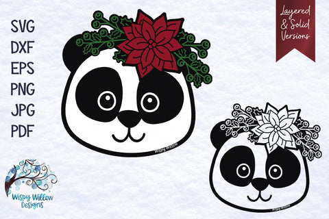 Christmas Panda SVG SVG Wispy Willow Designs 