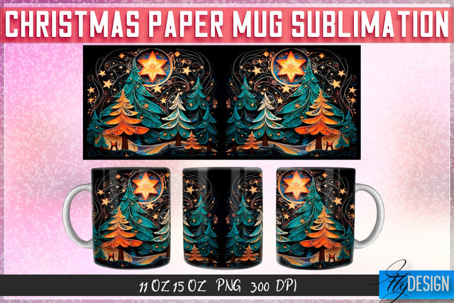 Christmas Paper 11 | 15 Oz Mug Sublimation Sublimation Fly Design 