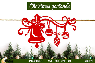 Christmas Paper Banners Paper Cut. Christmas Decor SVG. 3D Paper Evgenyia Guschina 