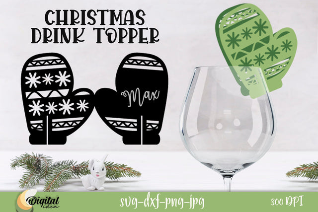 Christmas Paper Cut Decor SVG. Christmas Drink Topper SVG. 3D Paper Evgenyia Guschina 