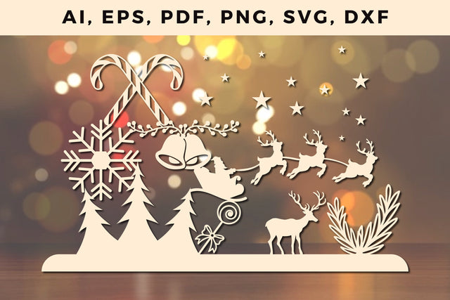 Christmas paper cut template Craft svg, Laser Cut Files, SVG, 3D Designs, SVG MD JOYNAL ABDIN 