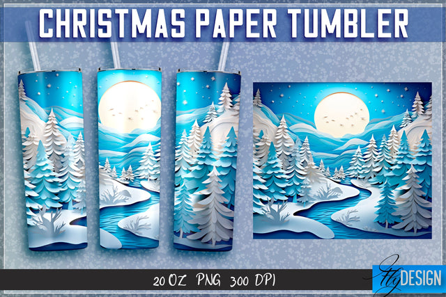Christmas Paper Tumblers Wrap 20 oz. Sublimation Fly Design 