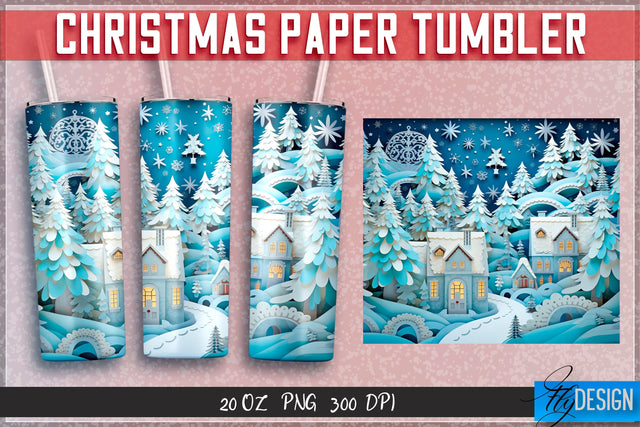 Christmas Paper Tumblers Wrap 20 oz. Sublimation Fly Design 