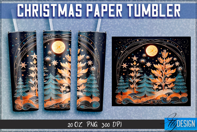 Christmas Paper Tumblers Wrap 20 oz. Sublimation Fly Design 
