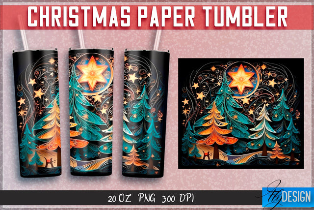Christmas Paper Tumblers Wrap 20 oz. Sublimation Fly Design 