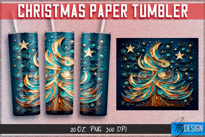 Christmas Paper Tumblers Wrap 20 oz. Sublimation Fly Design 