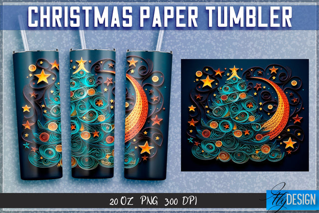 Christmas Paper Tumblers Wrap 20 oz. Sublimation Fly Design 
