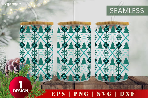 Christmas Pattern Can Glass | Svg Bundle | 16 Oz Libbey Glass SVG SvgOcean 