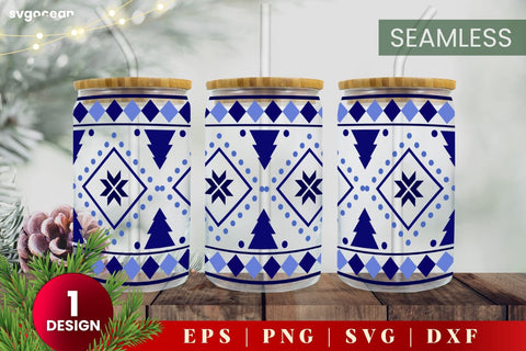 Christmas Pattern Can Glass | Svg Bundle | 16 Oz Libbey Glass SVG SvgOcean 