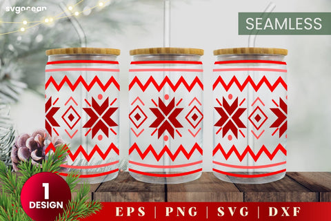 Christmas Pattern Can Glass | Svg Bundle | 16 Oz Libbey Glass SVG SvgOcean 
