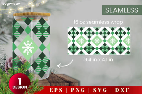 Christmas Pattern Can Glass | Svg Bundle | 16 Oz Libbey Glass SVG SvgOcean 