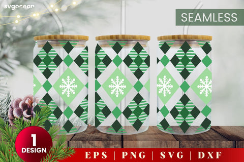Christmas Pattern Can Glass | Svg Bundle | 16 Oz Libbey Glass SVG SvgOcean 