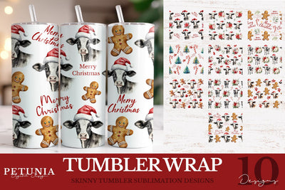 Christmas Pattern Tumbler Wrap Bundle | 20 oz Sublimation Tumbler Designs Sublimation Petunia Digital Design 