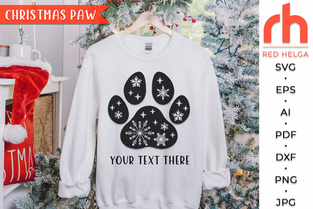 Christmas Paw SVG - Xmas Pet Cut File SVG RedHelgaArt 