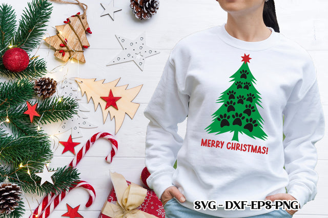 Christmas paws SVG | Paw Christmas tree SVG Svetana Studio 