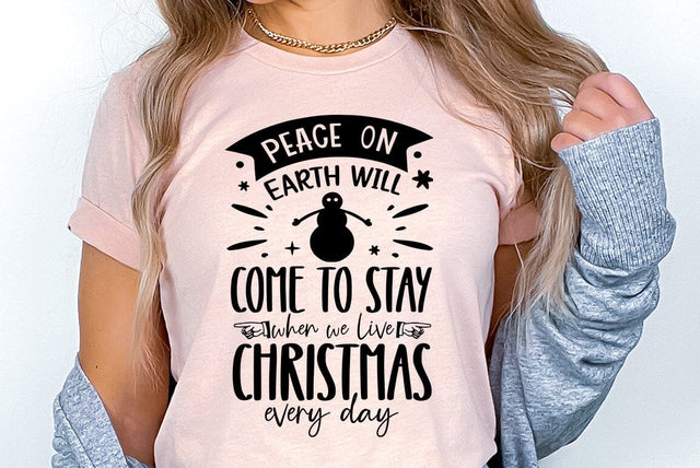 Christmas Peace on earth SVG, Christmas Quote SVG,Christmas T-Shirt SVG FiveStarCrafting 