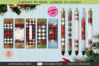 Christmas Pen Wrap Bundle Waterslide Designs PNG Sublimation OrangeBrushStudio 