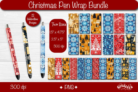 Christmas pen wrap PNG Bundle sublimation design Xmas Pen Wrap Sublimation Createya Design 