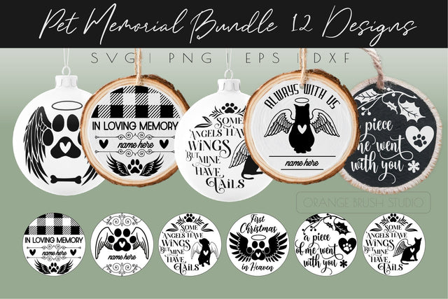 Christmas Pet Memorial Ornament Bundle 12 SVG Dog And Cat SVG OrangeBrushStudio 