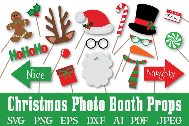 Christmas Photo Booth Props SVG Cut File Bundle SVG Old Market
