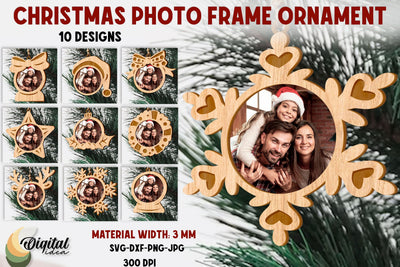 Christmas Photo Frame Ornament Bundle. Layered Ornaments SVG Evgenyia Guschina 