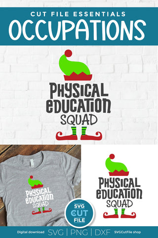 Christmas Physical Education svg, Elf Sublimation png SVG SVG Cut File 