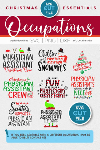Christmas Physician Assistant SVG bundle SVG SVG Cut File 