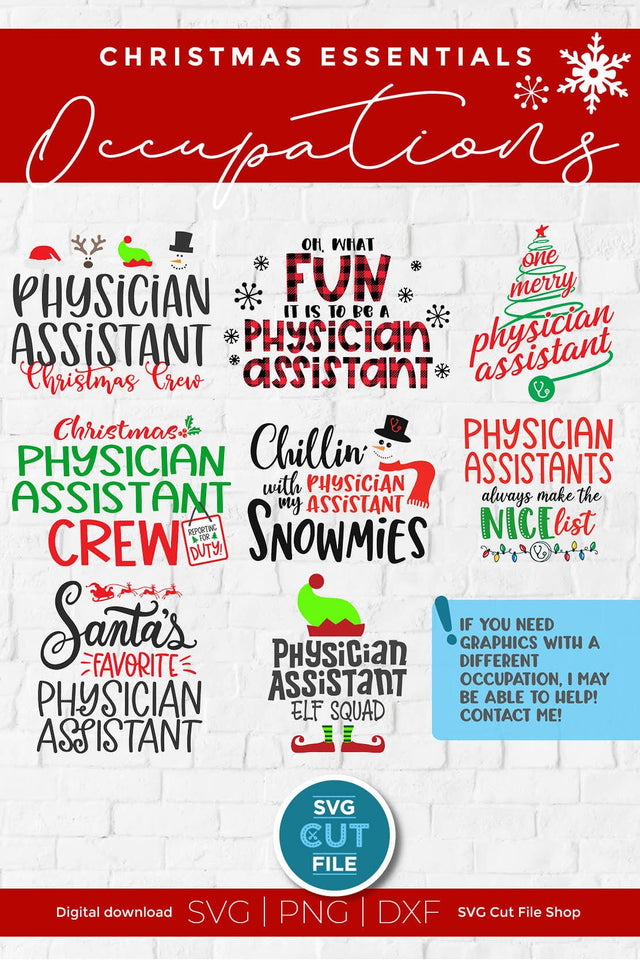 Christmas Physician Assistant SVG bundle SVG SVG Cut File 
