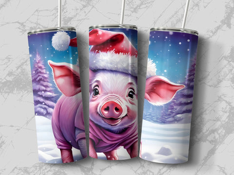 Christmas Pig Tumbler wrap PNG Sublimation Luvleigh Digitals 