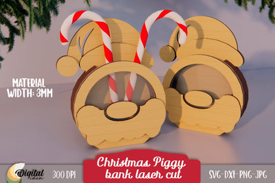 Christmas Piggy Bank Laser Cut. 3D Money Box Laser Cut. Christmas Laser Cut. SVG Evgenyia Guschina 
