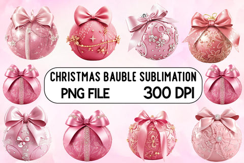 Christmas Pink Bauble Clipart Sublimation Newmockups 