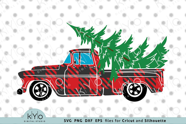 Christmas Plaid Truck svg png dxf files SVG kYo Digital Studio 
