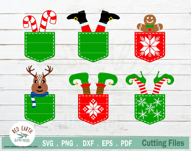 Christmas pocket friends in SVG,DXF,PNG,EPS,PDF formats SVG Redearth and gumtrees 