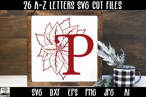Christmas Poinsettia Alphabet Letters A-Z SVG Cut Files SVG Old Market 