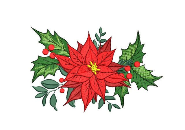Christmas Poinsettia Embroidery Design, 3 sizes, Instant Download Embroidery/Applique DESIGNS Nino Nadaraia 