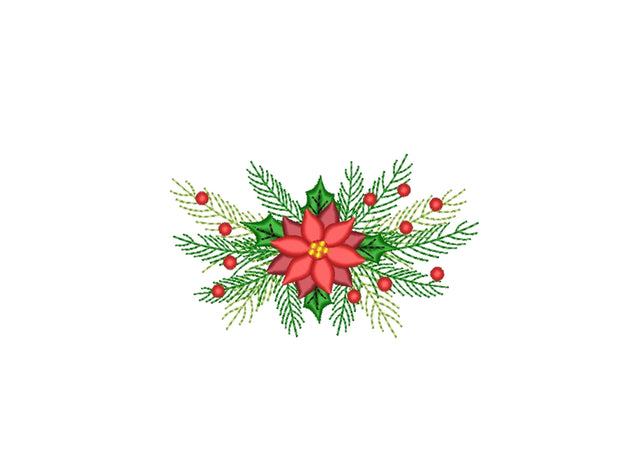 Christmas Poinsettia Embroidery Design, 3 sizes, Instant Download Embroidery/Applique DESIGNS Nino Nadaraia 