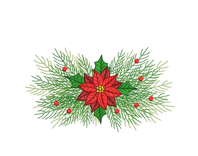 Christmas Poinsettia Embroidery Design, 3 sizes, Instant Download Embroidery/Applique DESIGNS Nino Nadaraia 