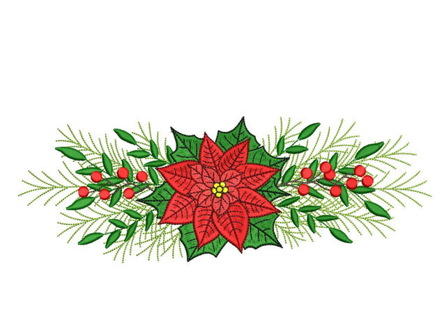 Christmas Poinsettia Embroidery Design, 4 sizes, Instant Download Embroidery/Applique DESIGNS Nino Nadaraia 
