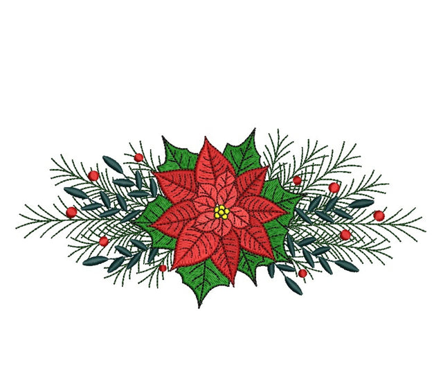 Christmas Poinsettia Embroidery Design, 4 sizes, Instant Download Embroidery/Applique DESIGNS Nino Nadaraia 