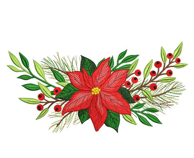 Christmas Poinsettia Embroidery Design, 5 sizes, Instant Download Embroidery/Applique DESIGNS Nino Nadaraia 