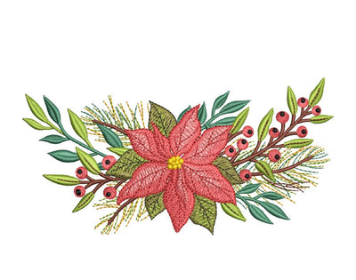 Christmas Poinsettia Embroidery Design, 7 sizes, Instant Download Embroidery/Applique DESIGNS Nino Nadaraia 