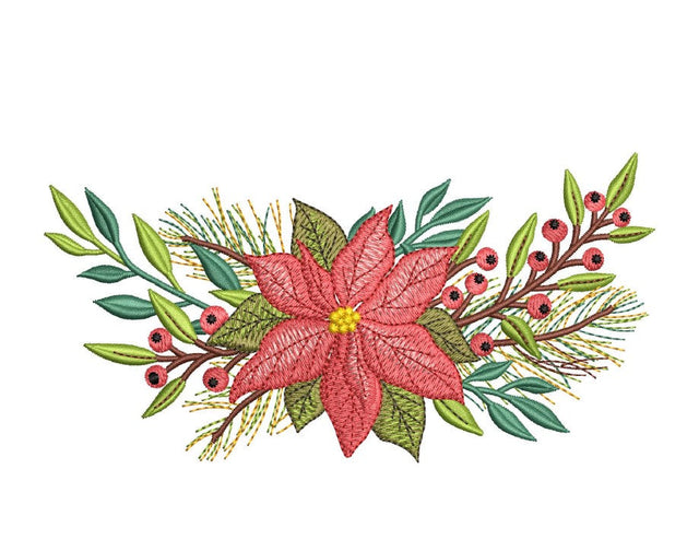 Christmas Poinsettia Embroidery Design, 7 sizes, Instant Download Embroidery/Applique DESIGNS Nino Nadaraia 