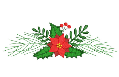 Christmas Poinsettia Machine Embroidery Design, Holiday Embroidery Design, Christmas decor Embroidery Design, Merry Christmas, 4 sizes. Embroidery/Applique DESIGNS ArtEMByNatalia 