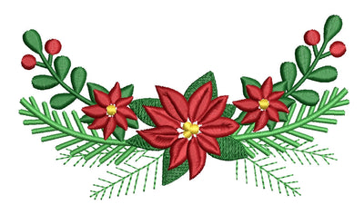 Christmas Poinsettia Machine Embroidery Design, Holiday Embroidery Design, Christmas decor Embroidery Design, Merry Christmas, 5 sizes. Embroidery/Applique DESIGNS ArtEMByNatalia 
